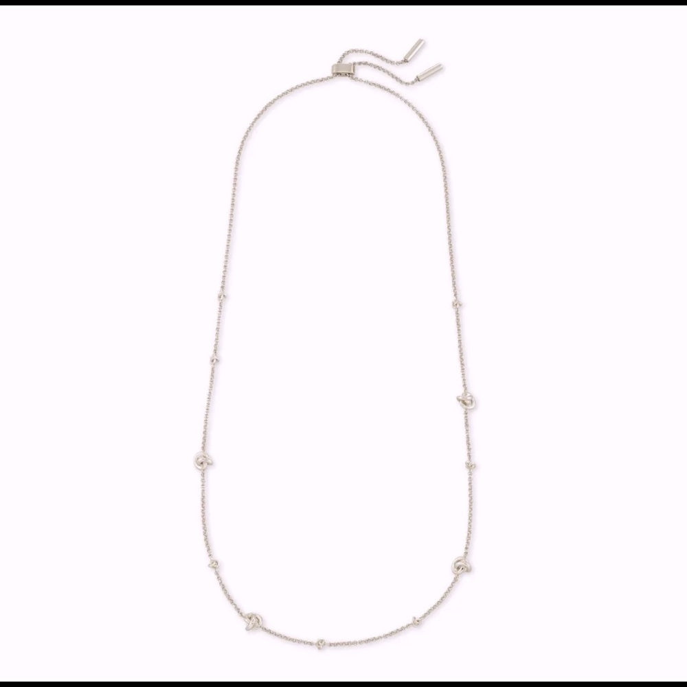 Kendra Scott Presleigh Love Knot Adjustable Necklace in Bright Silver
